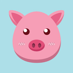 A cute vector illustration of a pig head cartoon