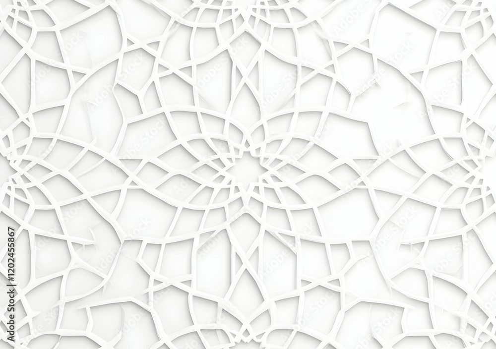 Poster abstract white geometric pattern: intricate network of lines and shapes