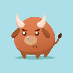 Cute kawaii bull vector illustration