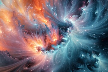 Abstract Cosmic Nebula Swirling Colors And Light