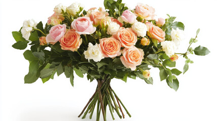 Romantic Garden Rose Bouquet Key Elements: Romantic garden-style roses with a mix of open blooms, combined with small, delicate flowers like ranunculus or peonies. 