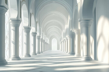 Fototapeta premium Serene White Hallway: An Architectural Masterpiece