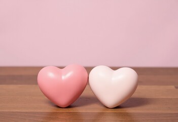 Fototapeta premium two hearts on wooden background