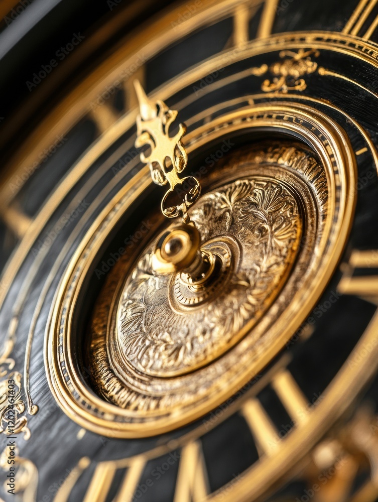 Poster intricate design of a vintage clock showcasing detailed craftsmanship and elegance in a close up vie