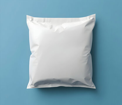 Blank White Poly Mailer on Blue Background
