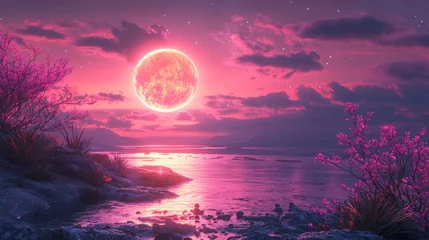 Fototapeten A dreamy anime world with fantastical landscapes © typepng