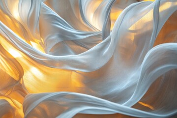 Obraz premium Sheer Fabric Illuminated by Warm Golden Light