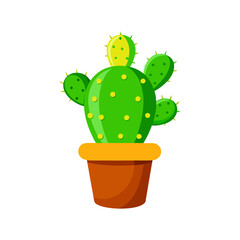 Colorful Cactus in a Pot Vector Illustration - Decorative Succulent Plant Design