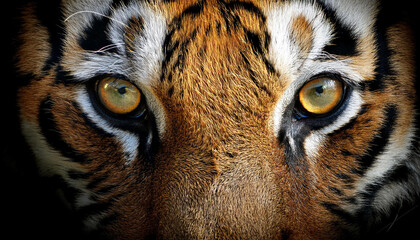 Close-up de los ojos y la mirada de un tigre salvaje