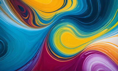 Fototapeta premium Macro close-up of vibrant colors blending together, forming intricate patterns and textures in water.