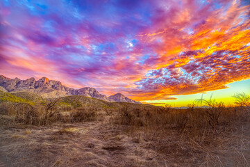 USA, Arizona, Tucson. Sunset on Catalina Mountains.