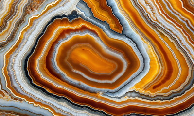 Obraz premium Close-up shot of an exquisitely polished agate slice, revealing intricate bands and patterns.