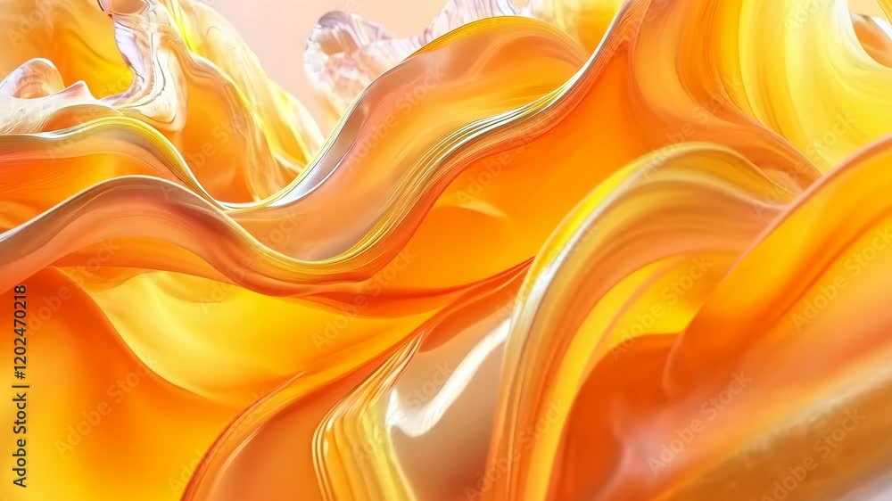 Poster vibrant orange and yellow flowing textures create a sense of movement and warmth in abstract digital