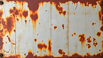 Fototapeta premium Processed collage of old rusty metal sheet texture in daylight. Background for banner, backdrop or texture for 3D mapping. Generative AI
