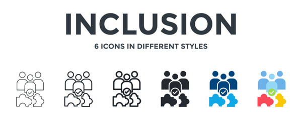 Inclusion Icon In Different Style Vector Illustration. Designed In Thin Line, Regular Line, Bold Line, Glyph, Color Fill, And Flat Style Can Be Used For Web
