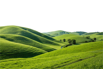 Green hills landscape cut out natural view grass beauty nature background fertile mountain white transparent farm outdoors ecosystem flora, plantation heaven panoramic view