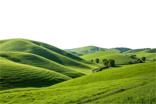 Green hills landscape cut out natural view grass beauty nature background fertile mountain white transparent farm outdoors ecosystem flora, plantation heaven panoramic view