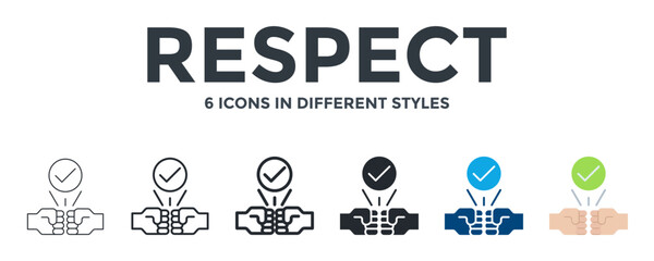 Respect Icon In Different Style Vector Illustration. Designed In Thin Line, Regular Line, Bold Line, Glyph, Color Fill, And Flat Style Can Be Used For Web