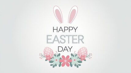 Fototapeta premium Easter with Bunny Ears, Eggs, and Floral Arrangement