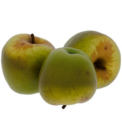 3d render green apple with transparent background