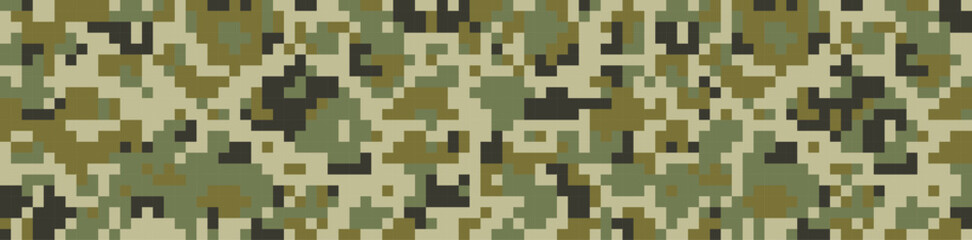 Pixel camouflage of military origin. Seamless pattern
for green camouflage fabric
Vector illustration.