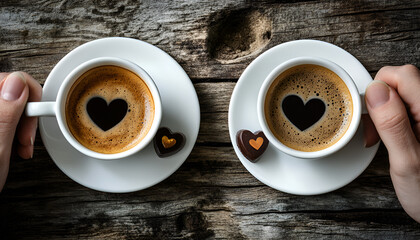 Fototapeta premium Hot coffee in the hands of a loved one
