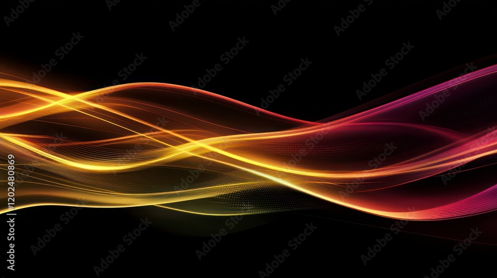 Poster flowing lines abstract waves futuristic technology light energy motion gradient vibrant dynamic smoo