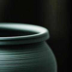 Elegant Teal Ceramic Pot Closeup Studio Shot
