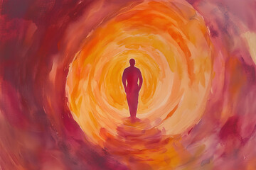 human and love spirit powerful energy connect to the universe power abstract art watercolor painting illustration design hand drawn