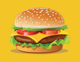 hamburger on a Yellow background