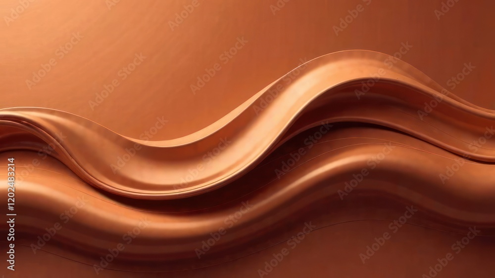 Aufkleber abstract design of smooth mocha mousse-colored waves flowing in fluid motion, with soft blurred edge