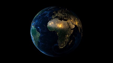 Fototapeta premium Earth at Night Showing City Lights and Continents