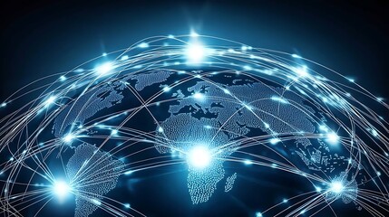 Obraz premium Global Network Connections Illustrating Worldwide Communication