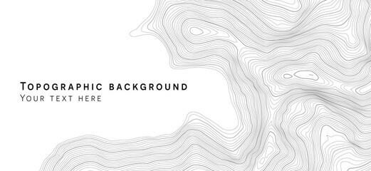 black and white abstract topographic line contour map background, geographic grid map - cartographic graphic concept.