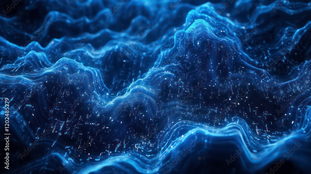 Poster futuristic dark blue ai technology background with circuit patterns and digital data flow