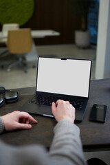 Laptop Mockup on a wooden office desk