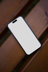 Smartphone Mockup on Wooden Surface Street view