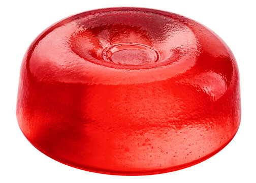 Hard Candy, red fruit caramel, isolated on white background, full depth of field