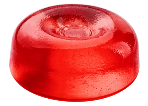Hard Candy, red fruit caramel, isolated on white background, full depth of field