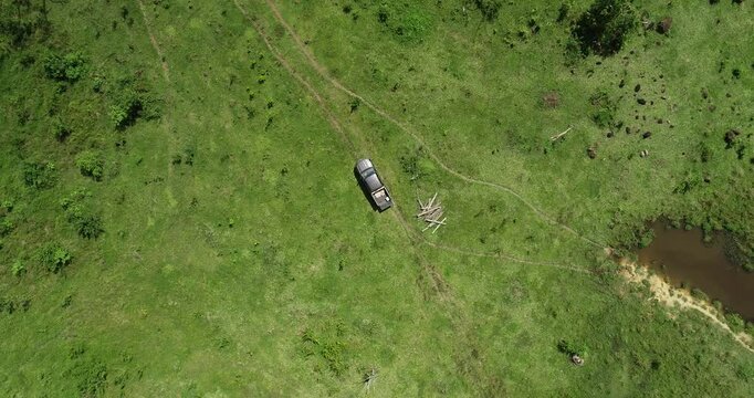 Image on the top, car on a farm zoom in, Cana&atilde; dos Caraj&aacute;s Par&aacute; Brazil, Mina S11D