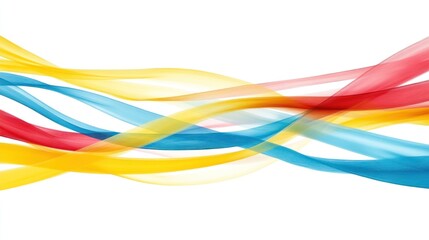 Abstract colorful wavy ribbons on white.