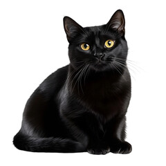 black cat isolated on transparent background cutout