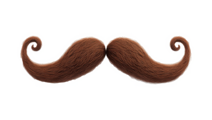 Vintage-inspired ginger curly mustache floating against transparent backdrop, lending classic retro character to graphic design 

