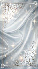 Elegant Silver And White Background Featuring Intricate Metallic Swirl Patterns And Sparkles, Suitable For Luxury, Wedding, And Anniversary Themes. Ideal For Event Planners, Stationery, And Invitation