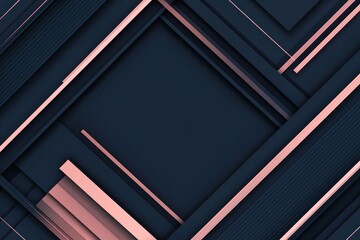 Fototapeta premium Abstract dark blue and rose gold geometric pattern.