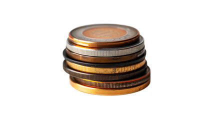  coin stack on white transparent background