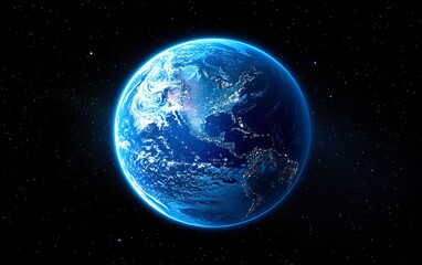 Obraz premium Stunning Blue Earth Planet Night View from Space