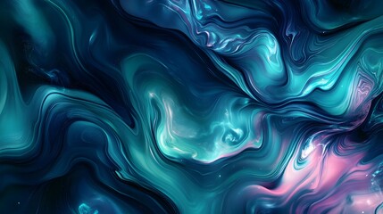 Obraz premium Abstract swirling teal and purple fluid art painting
