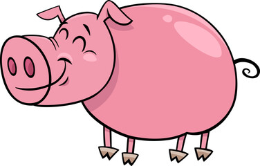 happy pig animal character cartoon illustration