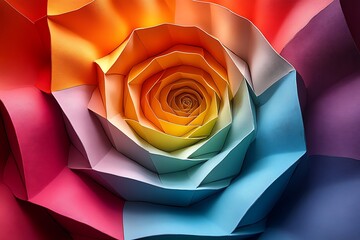 Abstract Rainbow Rose Paper Art Design